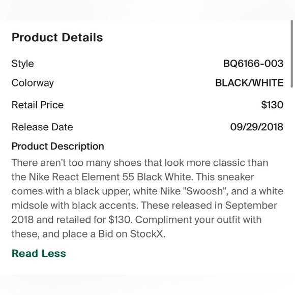 Nike React Element 55 men’s black and white - Picture 6 of 6